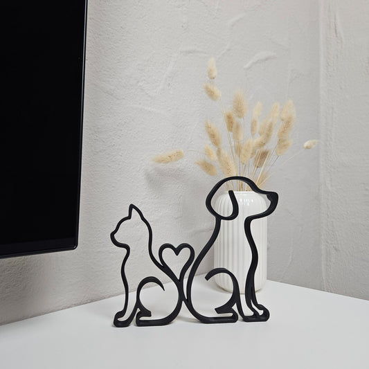 "Hund & Katze mit Herz" Silhouette