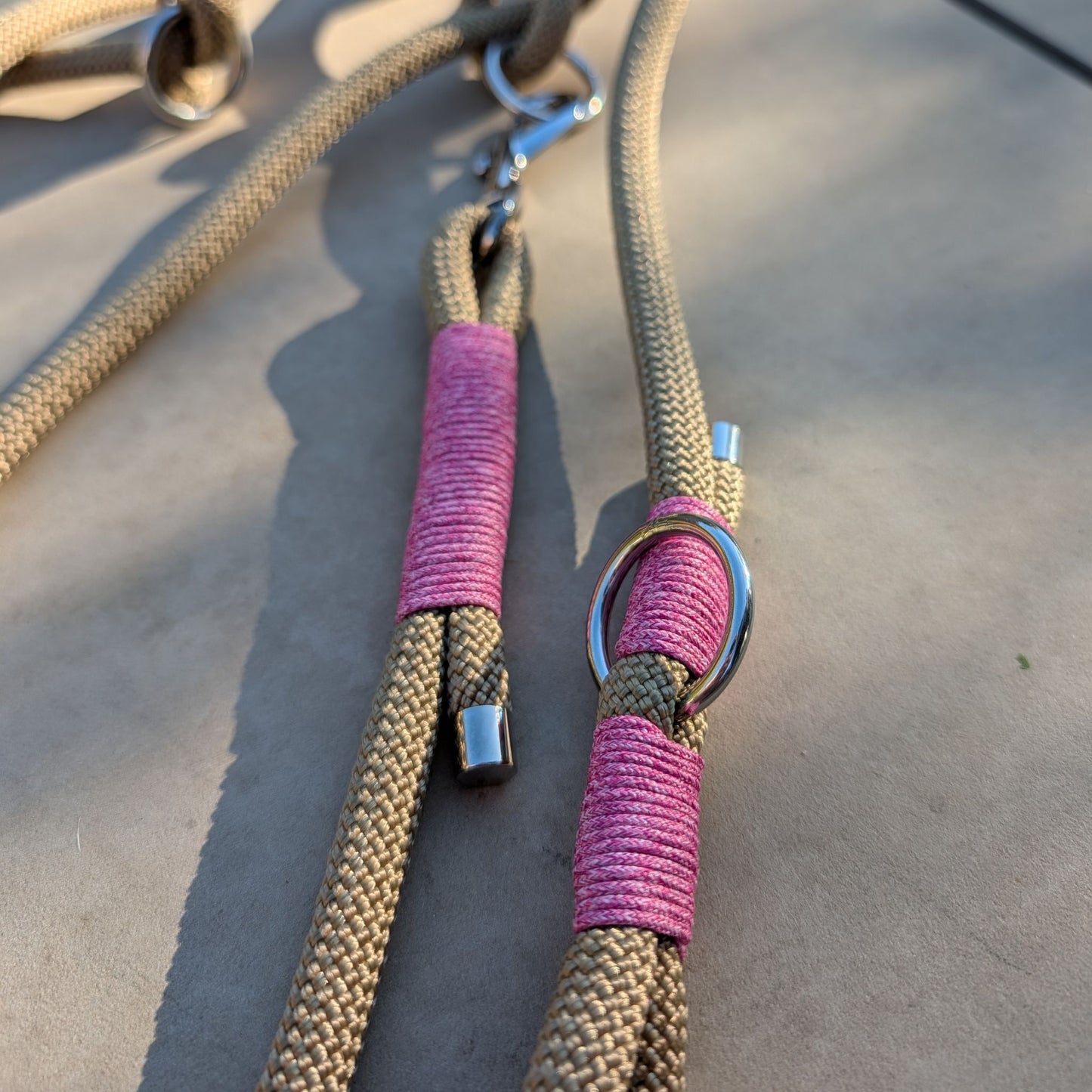 SET aus Leine und Halsband goldbraun - rosa