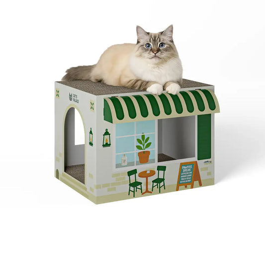 Coffeecat Café Katzenhaus mit Kratzfläche