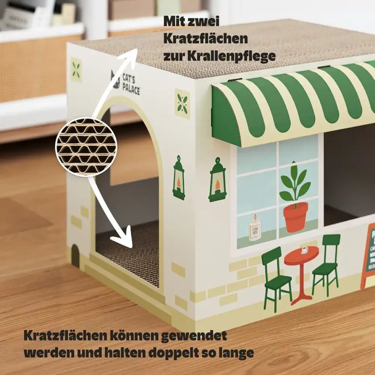 Coffeecat Café Katzenhaus mit Kratzfläche
