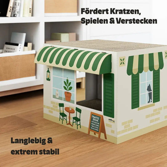 Coffeecat Café Katzenhaus mit Kratzfläche