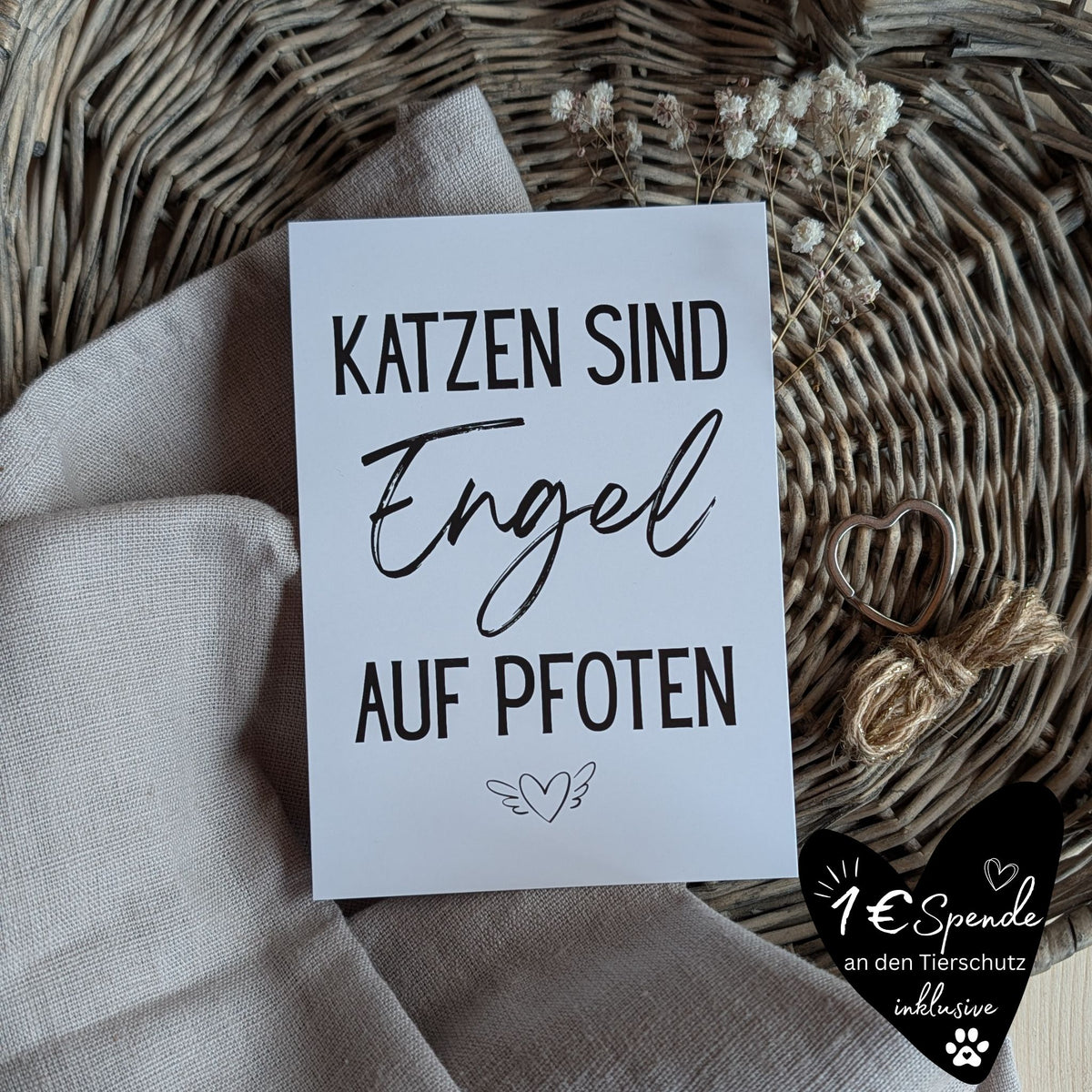 "Katzen sind Engel" Postkarte