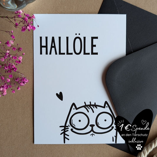 "Hallöle Katze" Postkarte