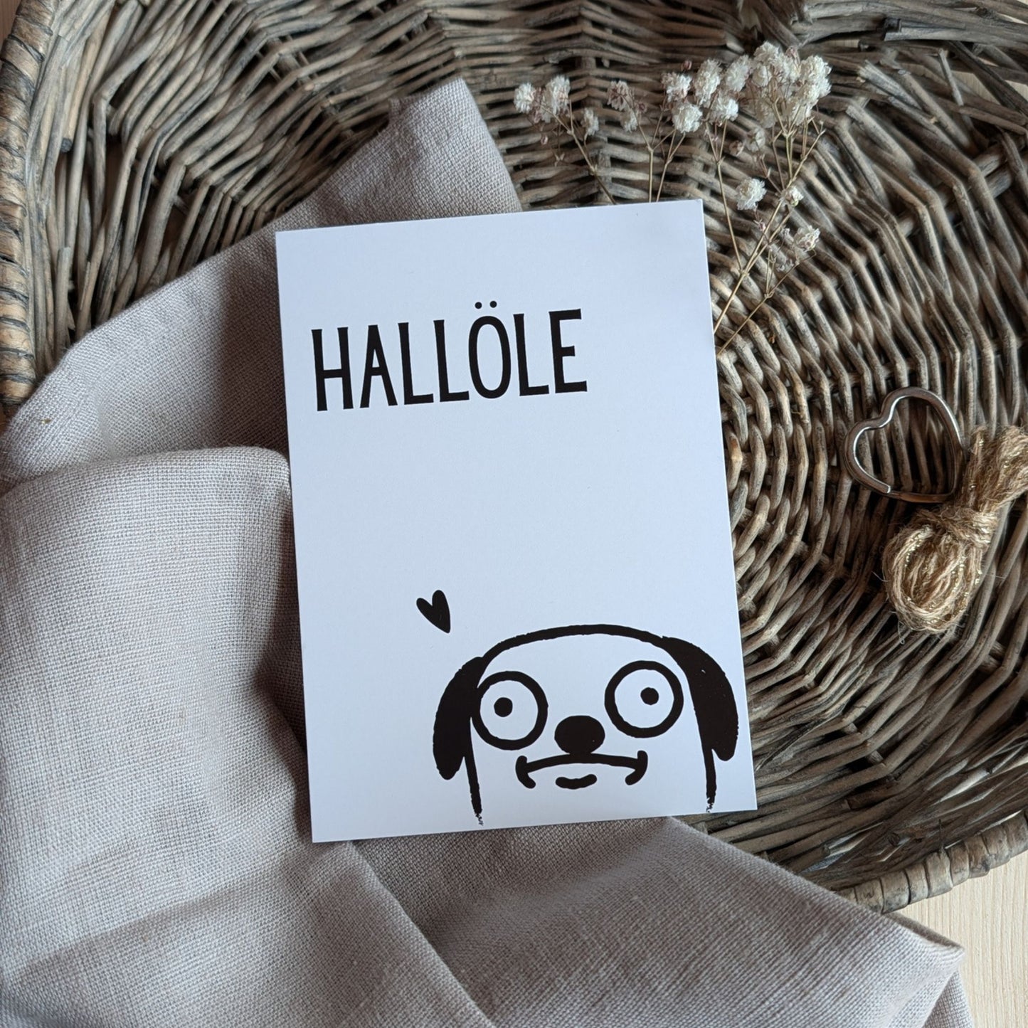 Hallöle Hund Postkarte