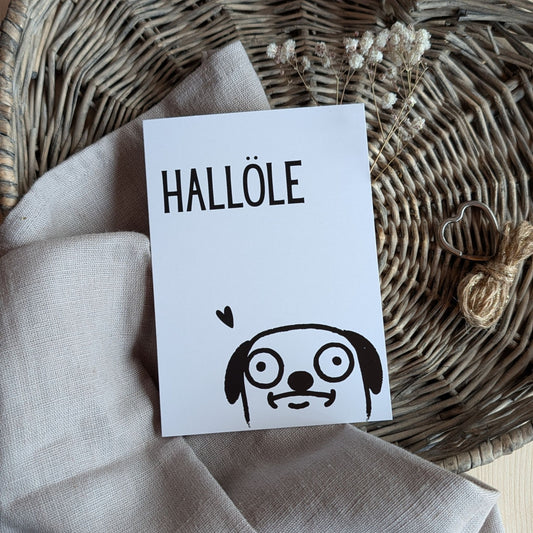 Hallöle Hund Postkarte