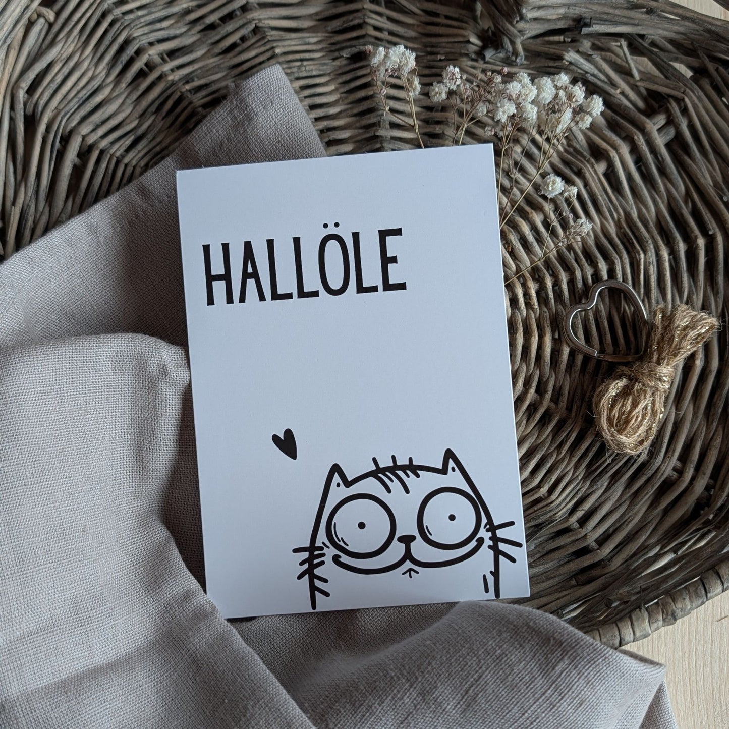 Hallöle Katze Postkarte