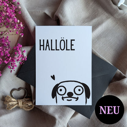 Hallöle Hund Postkarte