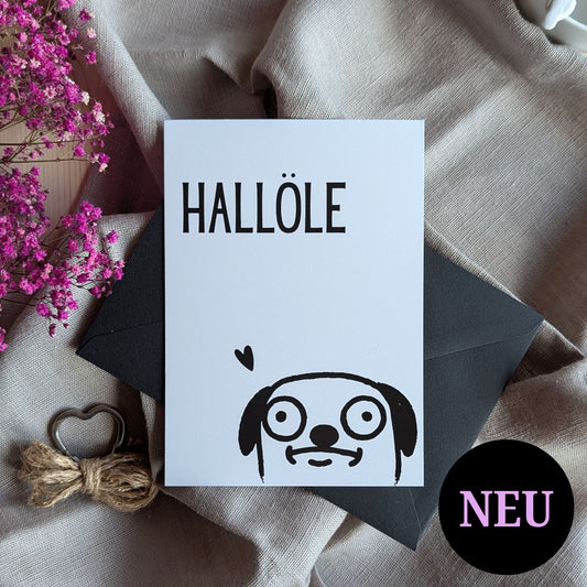 Hallöle Hund Postkarte