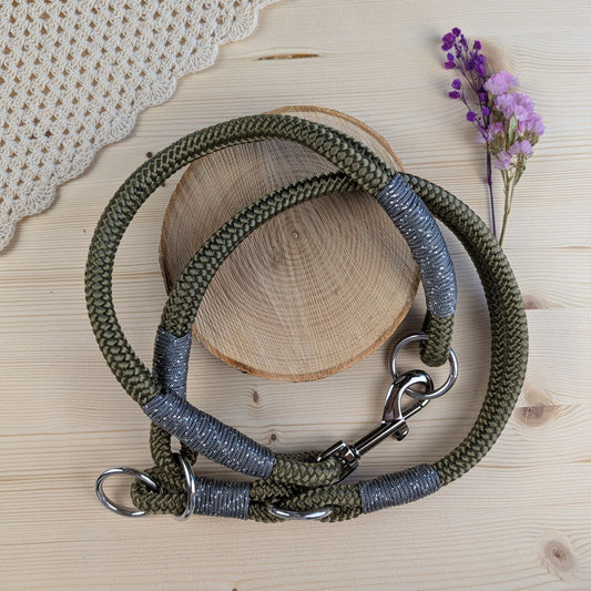 Hundehalsband olivgrün - silber
