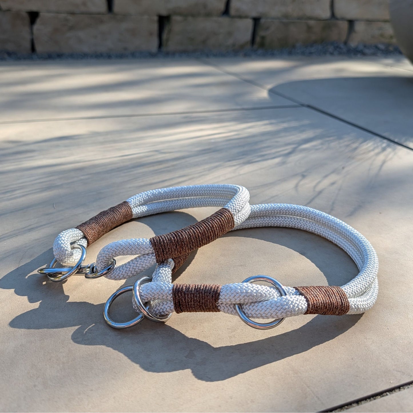 Hundehalsband weiß - braun