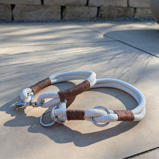 Hundehalsband weiß - braun