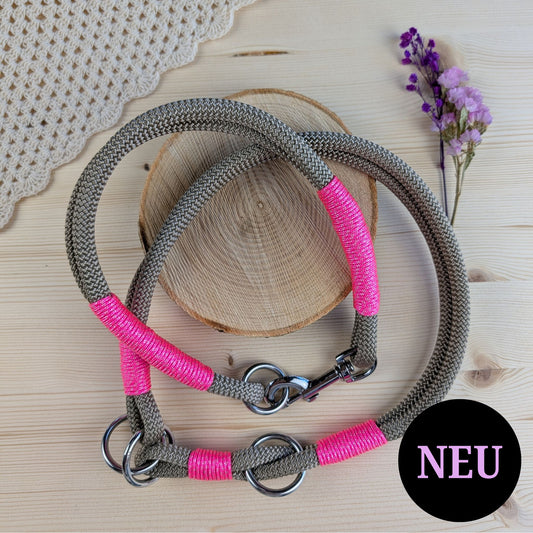 Hundehalsband beige - neonpink