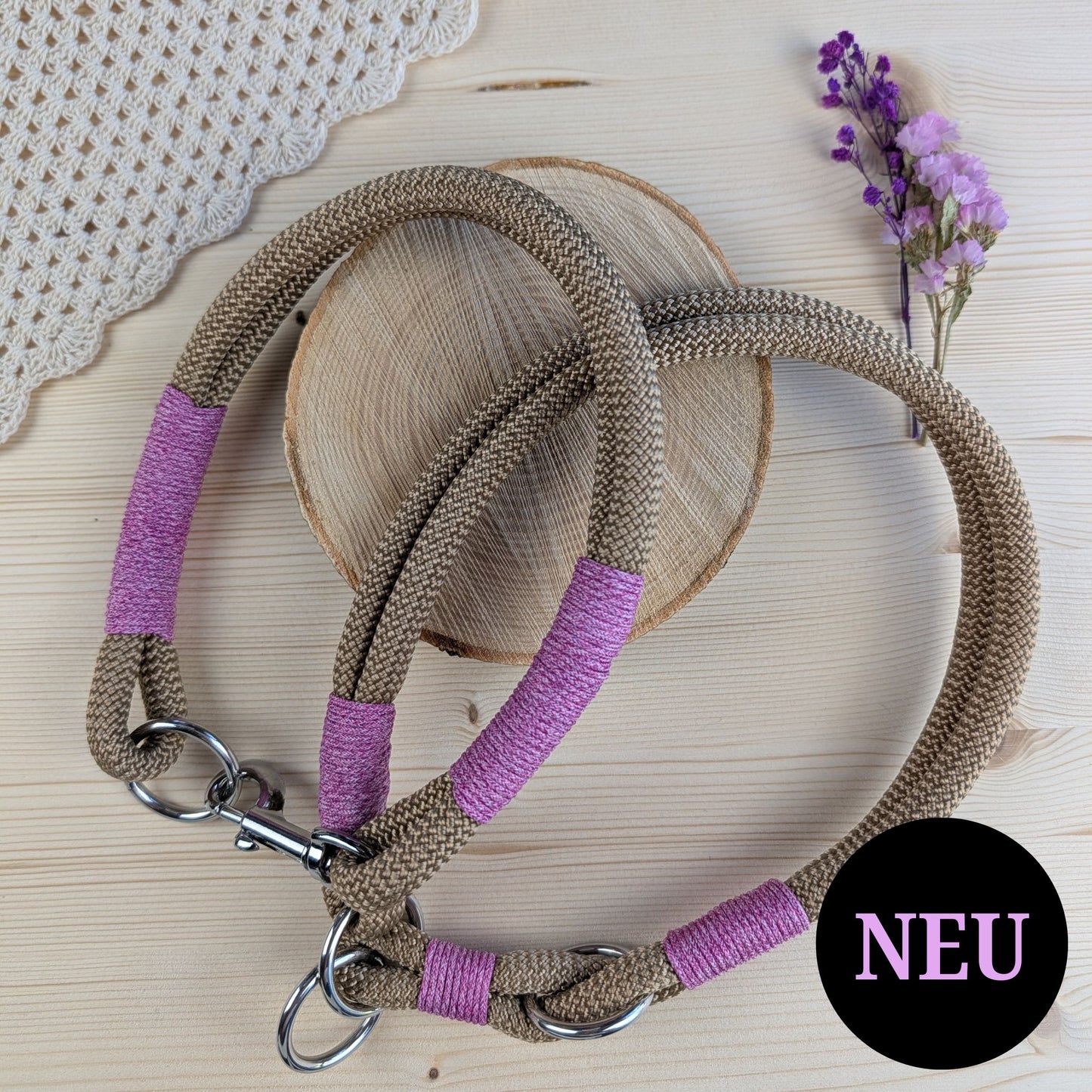 Hundehalsband goldbraun - rosa