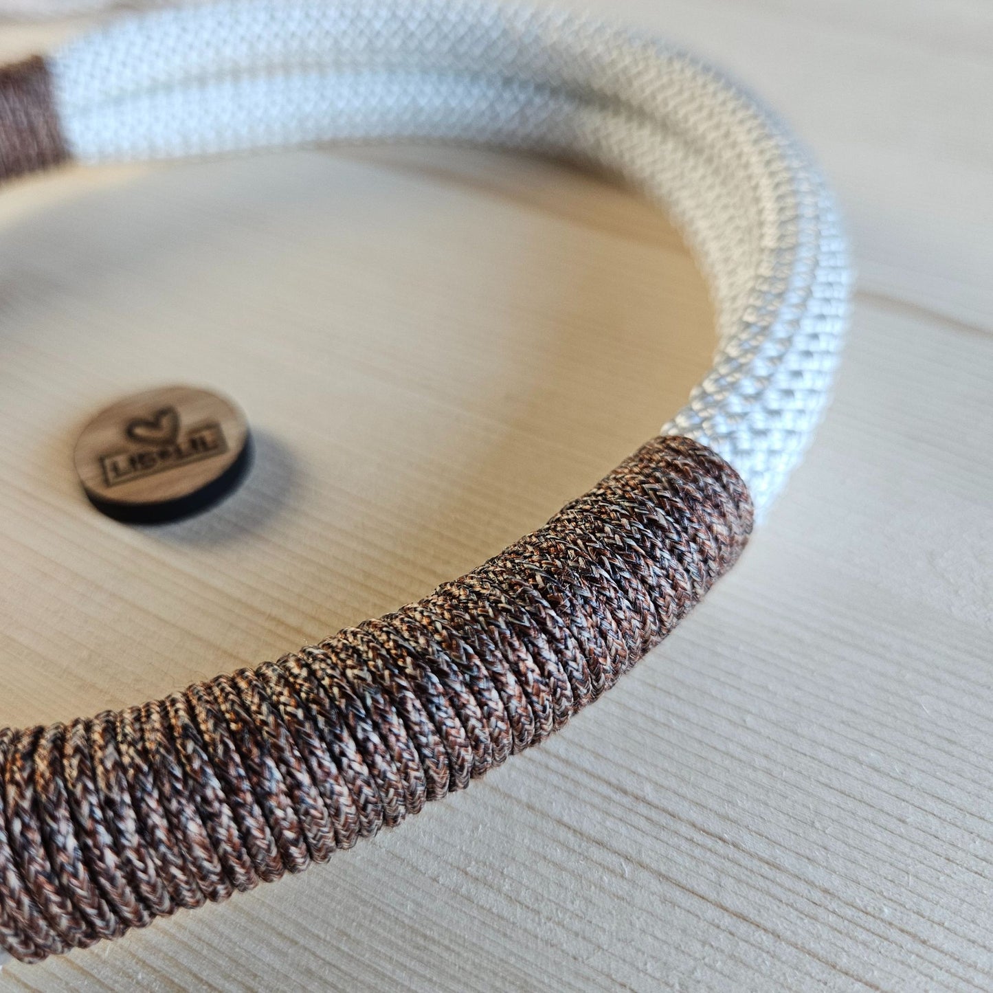 Hundehalsband weiß - braun
