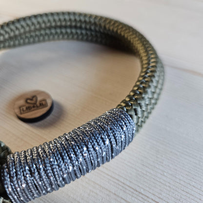 Hundehalsband olivgrün - silber