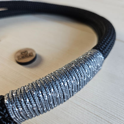 Hundehalsband schwarz - silber