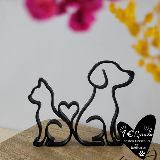 "Hund & Katze mit Herz" Silhouette