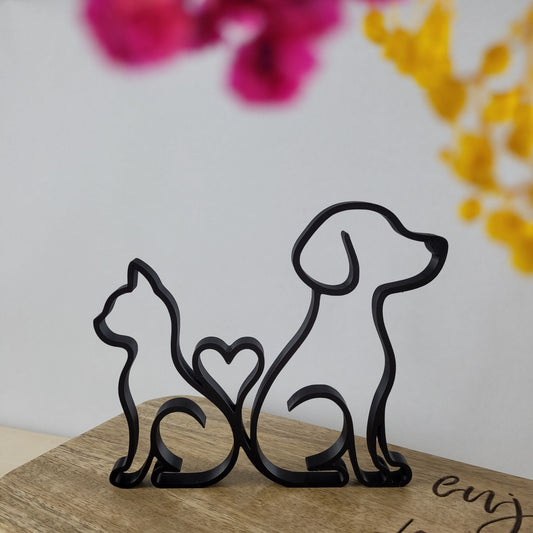 "Hund & Katze mit Herz" Silhouette