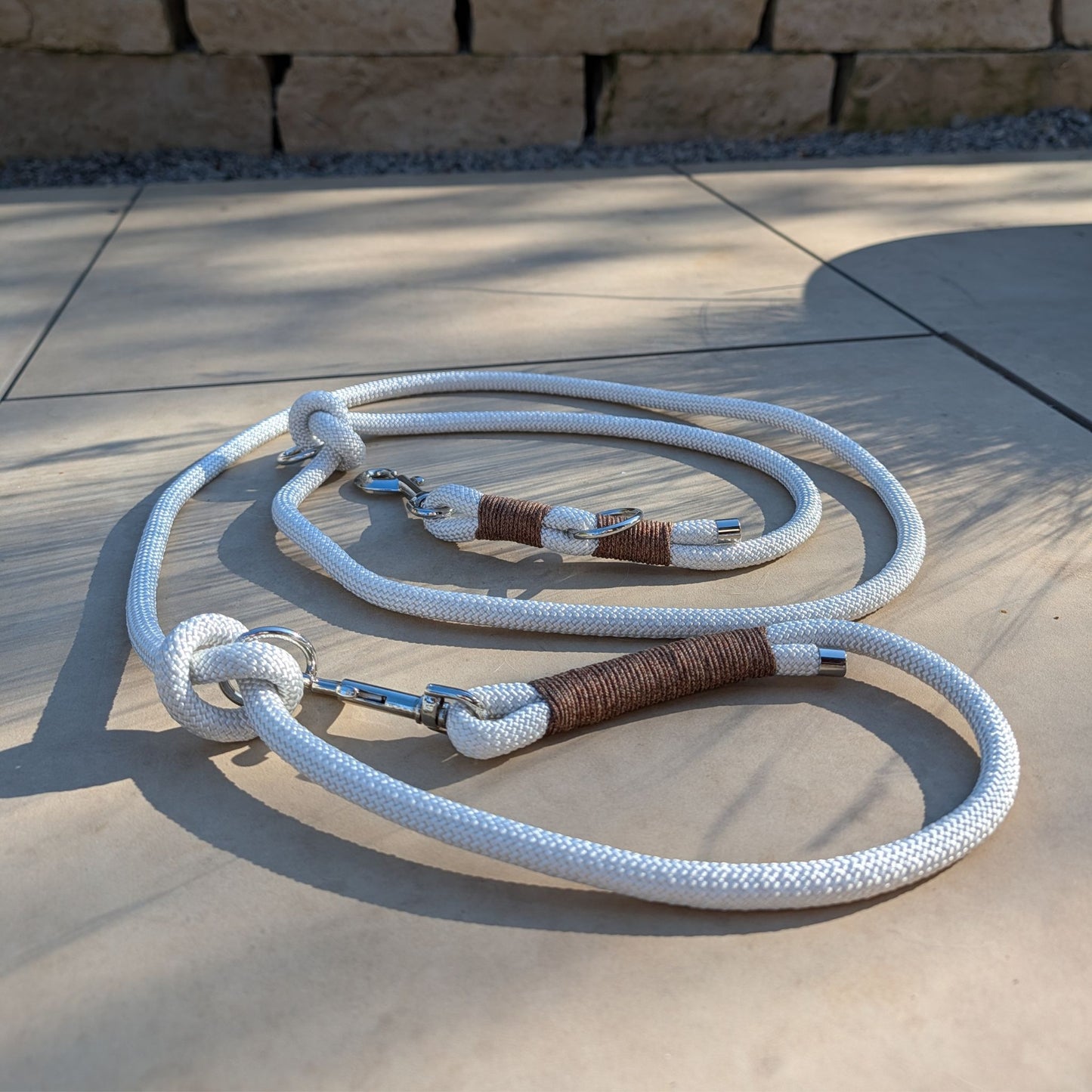 SET aus Leine und Halsband weiß - braun