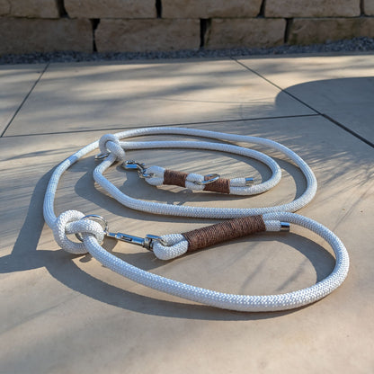 SET aus Leine und Halsband weiß - braun