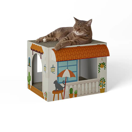 Mediterrane Finca Katzenhaus mit Kratzfläche