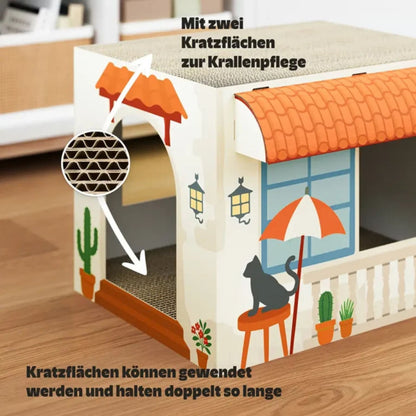 Mediterrane Finca Katzenhaus mit Kratzfläche