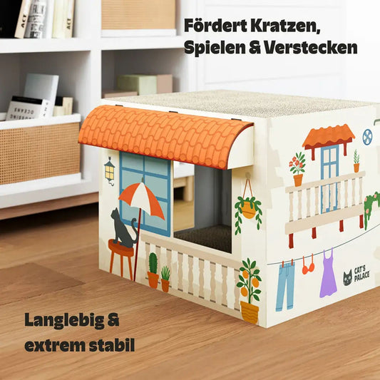 Mediterrane Finca Katzenhaus mit Kratzfläche