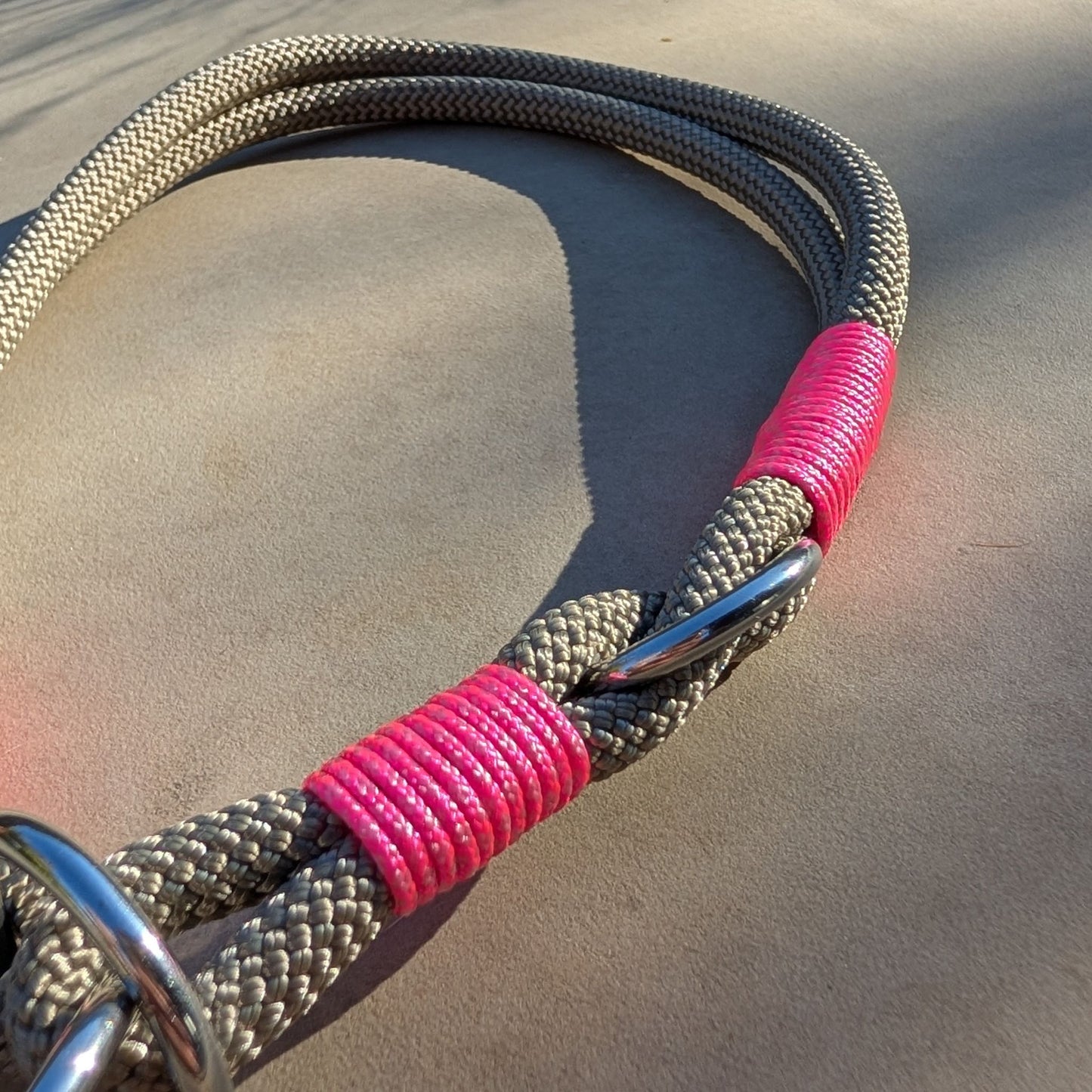 Hundehalsband beige - neonpink