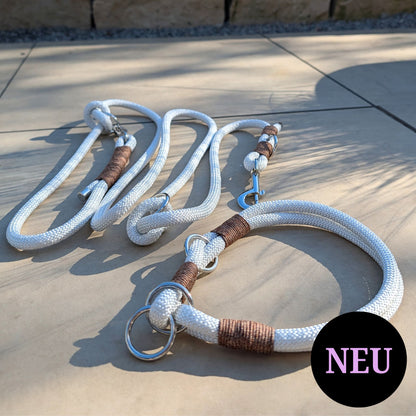 SET aus Leine und Halsband weiß - braun