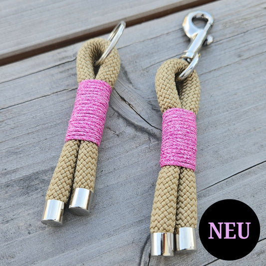 Schlüsselanhänger goldbraun - rosa