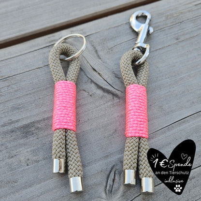 Schlüsselanhänger beige - neonpink
