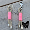 Schlüsselanhänger beige - neonpink