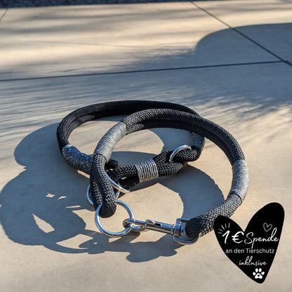 Hundehalsband schwarz - silber