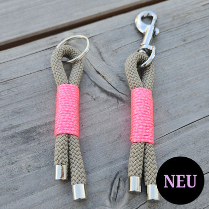 Schlüsselanhänger beige - neonpink