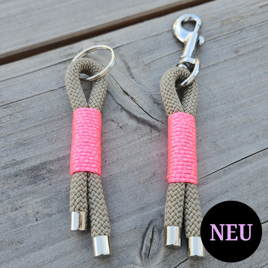 Schlüsselanhänger beige - neonpink