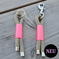 Schlüsselanhänger beige - neonpink
