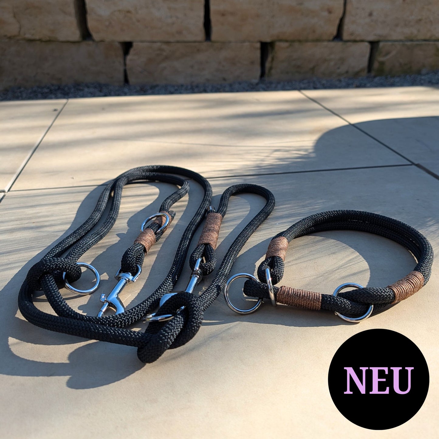 SET aus Leine und Halsband schwarz - braun