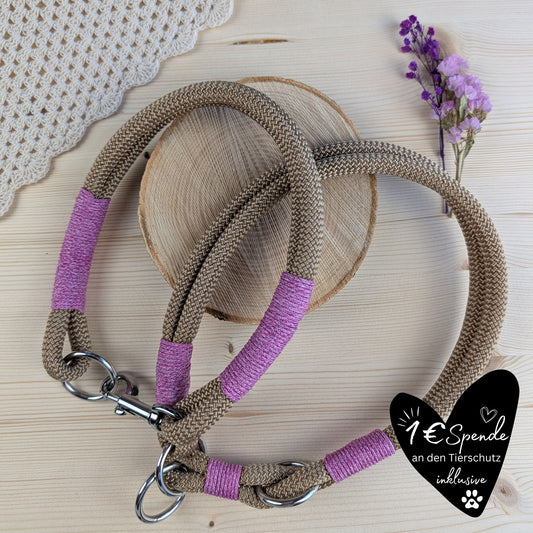 Hundehalsband goldbraun - rosa