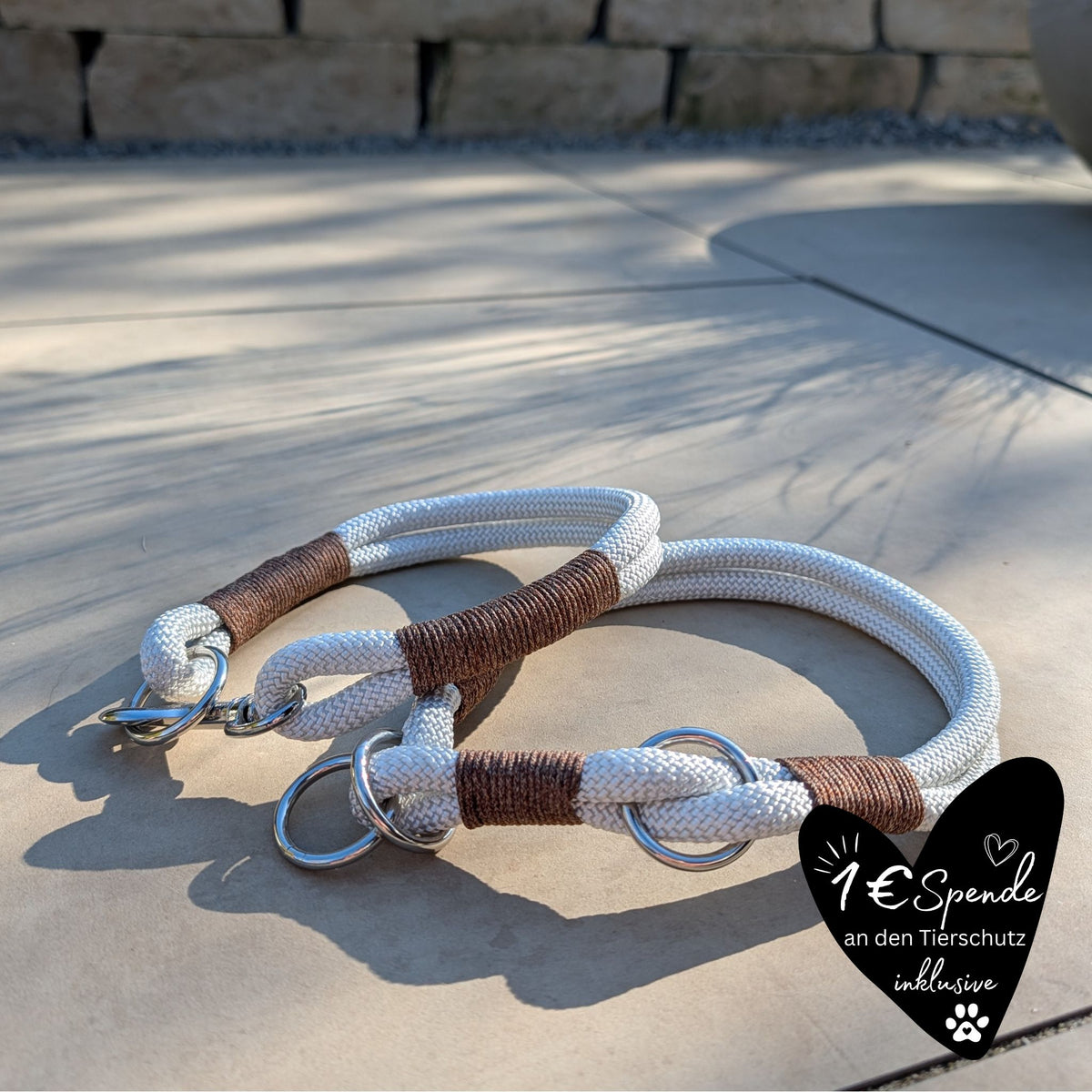 Hundehalsband weiß - braun