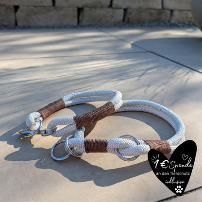 Hundehalsband weiß - braun